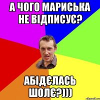 А чого Мариська не відписує? Абідєлась шолє?)))