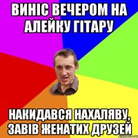 Виніс вечером на алейку гітару Накидався нахаляву, завів женатих друзей