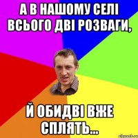 А в нашому селі всього дві розваги, й обидві вже сплять…