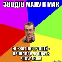 зводів малу в мак не хватіло грошей - прішлось угощать чібуреком