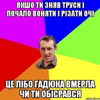 якшо ти зняв труси і почало воняти і різати очі це лібо гадюка вмерла чи ти обісрався