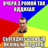 Вчера з Ромой так оддихал сьогодні с утра був як кінь на водопої