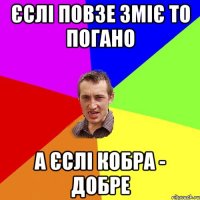 єслі повзе зміє то погано а єслі кобра - добре