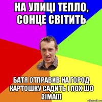 На улиці тепло, сонце світить батя отправив на город картошку садить і пох шо зіма[[[