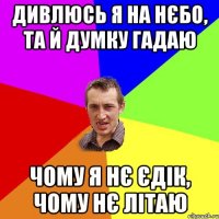 дивлюсь я на нєбо, та й думку гадаю чому я нє єдік, чому нє літаю