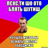 Лєкс,ти шо ото блять шутиш хоч шоб мусара на асфальті мєлом обводили?!