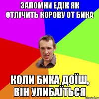 Запомни Едік як отлічить корову от бика Коли бика доїш, він улибаїться