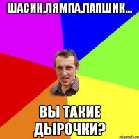 ШАСИК,ЛЯМПА,ЛАПШИК... ВЫ ТАКИЕ ДЫРОЧКИ?