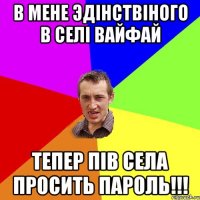 В мене Эдінствіного в селі ВАЙФАЙ Тепер пів села просить пароль!!!