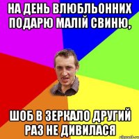 На день влюбльонних подарю малій свиню, шоб в зеркало другий раз не дивилася