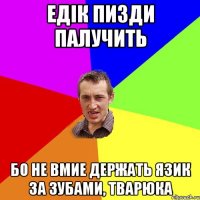 ЕДІК ПИЗДИ ПАЛУЧИТЬ БО НЕ ВМИЕ ДЕРЖАТЬ ЯЗИК ЗА ЗУБАМИ, ТВАРЮКА