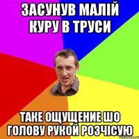 ЗАСУНУВ МАЛІЙ КУРУ В ТРУСИ ТАКЕ ОЩУЩЕНИЕ ШО ГОЛОВУ РУКОЙ РОЗЧІСУЮ