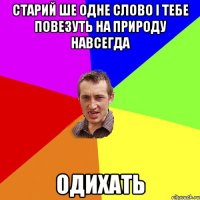 старий ше одне слово і тебе повезуть на природу навсегда одихать