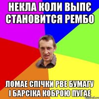 НЕКЛА КОЛИ ВЫПЄ СТАНОВИТСЯ РЕМБО ломае спiчки рве бумагу i барсiка коброю пугае