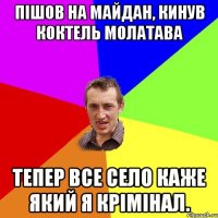 Пішов на майдан, кинув коктель молатава Тепер все село каже який я крімінал.