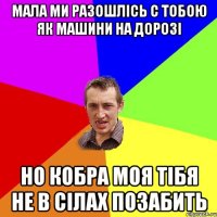 мала ми разошлісь с тобою як машини на дорозі но кобра моя тібя не в сілах позабить