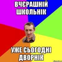 вчєрашній школьнік уже сьогодні дворнік