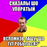 Сказалы шо упоратый Вспомнэв Пашу,"Шо тут робыться?"