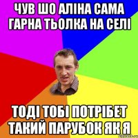 Чув шо Аліна сама гарна тьолка на селі Тоді тобі потрібет такий парубок як я