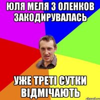 Юля Меля з Оленков закодирувалась Уже треті сутки відмічають