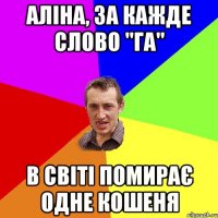 Аліна, за кажде слово "ГА" в світі помирає одне кошеня