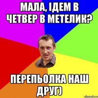 МАЛА, ІДЕМ В ЧЕТВЕР В МЕТЕЛИК? перепьолка наш друг)