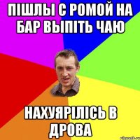 Пішлы с Ромой на бар выпіть чаю Нахуярілісь в дрова