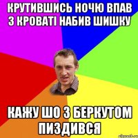 Крутившись ночю впав з кроваті набив шишку кажу шо з беркутом пиздився