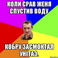 Коли срав женя спустив воду Кобру засмоктал унітаз.