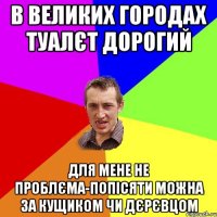 В великих городах туалєт дорогий для мене не проблєма-попісяти можна за кущиком чи дєрєвцом