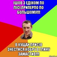 Ішов з Едіком по лісі,приперло по большому!!! В кущах присів знестися,кобру в глину замастив!!!