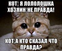 Кот¦ я лололошка хозяин¦не правда! Кот¦а кто сказал что правда?