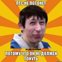 ПТС не потонет потому что он не должен тонуть