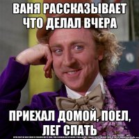 Ваня рассказывает что делал вчера Приехал домой, поел, лег спать