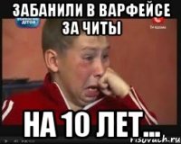 Забанили в Варфейсе за читы На 10 лет...