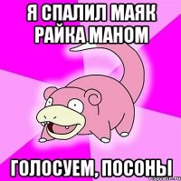 Я спалил маяк Райка маном Голосуем, посоны