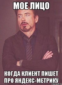 Мое лицо Когда клиент пишет про яндекс-метрику