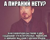 А пираний нету? Эх на сковородку бы такую! А она съедобная? Эти не интересные - маленькие. О! Камбала! Мы к вам с удочкой придём.