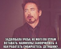  Задолбала учеба, не могу по утрам вставать, каникулы закончились. А как работать сибираетесь, детишки?