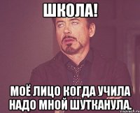 Школа! Моё лицо когда учила надо мной шутканула.