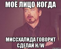 Моё лицо когда МиссХалида говорит сделай H/w