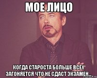 Мое лицо Когда староста больше всех загоняется что не сдаст экзамен...