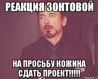 Реакция Зонтовой на просьбу кожина сдать проект!!!!!