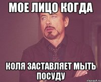 Мое лицо когда Коля заставляет мыть посуду