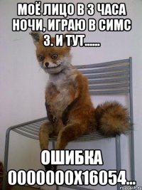 Моё лицо в 3 часа ночи, играю в симс 3. и ТУТ...... Ошибка 0000000х16054...