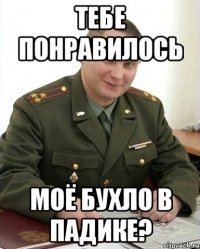 Тебе понравилось моё бухло в падике?