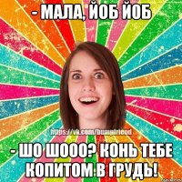 - Мала, Йоб й0Б - Шо шооо? Конь тебе копитом в грудь!
