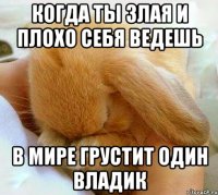 Когда ты злая и плохо себя ведешь в мире грустит один Владик