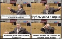 Путин призвал помнить о подвиге жителей блокадного Ленинграда Рубль ушел в отрыв Правительство РФ усиливает меры безопасности Улюкаев признал, что у государства слишком много активов