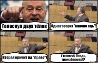 Голоснул двух тёлок Одна говорит "налево едь"! Вторая кричит на "право"! У меня чё, блядь, трансформер!?